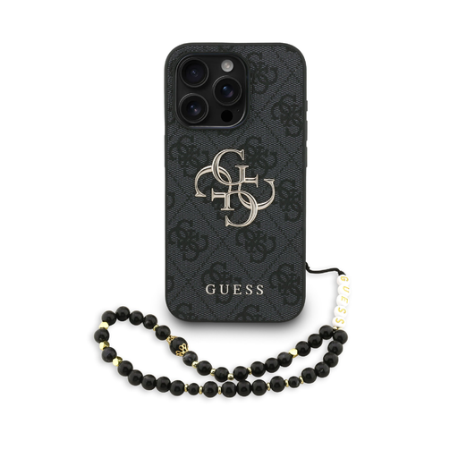 Guess PU 4G Metal Logo Strap tok iPhone 15 Pro Max Fekete Guess PU 4G Metal Logo Strap tok iPhone 15 Pro Max Fekete