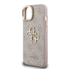 Guess PU 4G Metal Logo Állvány Kamera Keretes tok iPhone 14 Pink tok - 3. kép