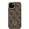 Guess PU 4G Strass Triangle Logo Stand Camera Frame MagSafe iPhone 15 tok, Barna - 1. kép
