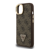 Guess PU 4G Strass Triangle Logo Stand Camera Frame MagSafe iPhone 15 tok, Barna - 3. kép