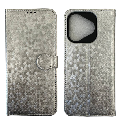 Honor 400 Lite ezüst irizáló tok bankkártya tartóval, csuklópánttal, fliptok Honor 400 Lite ezüst irizáló tok bankkártya tartóval, csuklópánttal, fliptok