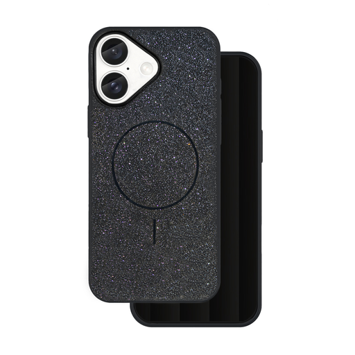 Csillámos Vékony Mágneses tok iPhone 16e-hez fekete tok Csillámos Vékony Mágneses tok iPhone 16e-hez fekete tok