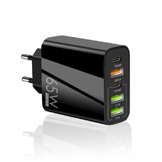  Techsuit - Prémium Fali Töltő PentaXPower (CHC2) - 3x USB QC 3.0, 2x Type-C PD 20W, 65W, 1m - Fekete