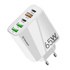  Techsuit - Prémium Fali Töltő PentaXPower (CHC2) - 3x USB QC 3.0, 2x Type-C PD 20W, 65W, 1m - Fehér - 0. kép