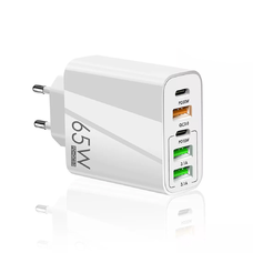  Techsuit - Prémium Fali Töltő PentaXPower (CHC2) - 3x USB QC 3.0, 2x Type-C PD 20W, 65W, 1m - Fehér