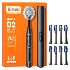  Bitvae - Elektromos Fogkefe Napi (D2) - Ultrahangos, 8 Fej, Tartó, Tok, Intelligens Időzítő, IPX7, 5 Mód, Újratölthető - Fekete