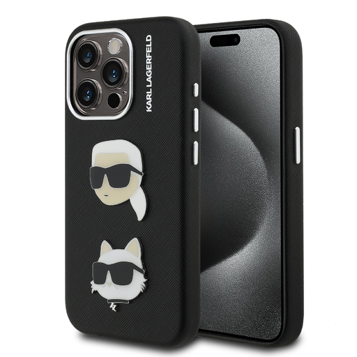 Karl Lagerfeld Grained PU K&CH Heads iPhone 15 Pro Max tok Karl Lagerfeld Grained PU K&CH Heads iPhone 15 Pro Max tok