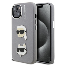 Karl Lagerfeld Grained PU K&CH Heads tok iPhone 15 szürke