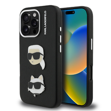 Karl Lagerfeld Grained PU K&CH Heads tok iPhone 16 Pro Max fekete
