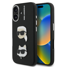 Karl Lagerfeld Grained PU K&CH Heads tok iPhone 16-hoz fekete