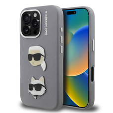Karl Lagerfeld Grained PU K&CH Heads tok iPhone 16 Pro Max-hoz Szürke