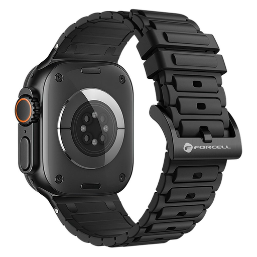 FORCELL F-DESIGN FA06 szilikon szíj Apple Watch 42 / 44 / 45 / 49 mm-hez fekete
