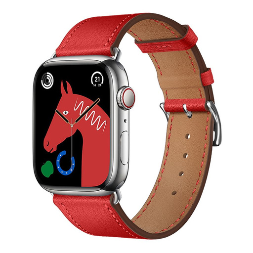 FORCELL F-DESIGN FA20 mágneses eco bőr szíj Apple Watch 42 / 44 / 45 / 49 mm piros