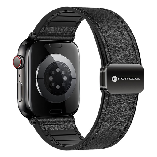 FORCELL F-DESIGN FA21 eco leather strap for APPLE Watch 42 / 44 / 45 / 49 mm black