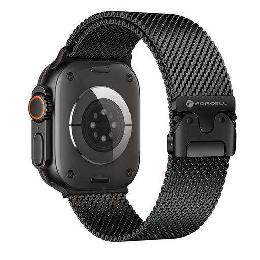FORCELL F-DESIGN FA11 rozsdamentes acél szíj APPLE Watch 42 / 44 / 45 / 49 mm fekete