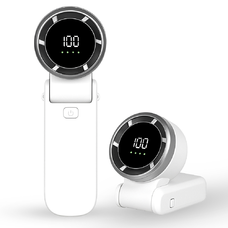  Techsuit - Prémium mini kézi ventilátor (A9) - LED digitális kijelzővel, USB-C újratölthető, 5 sebességfokozatú, 5000mAh - Fehér