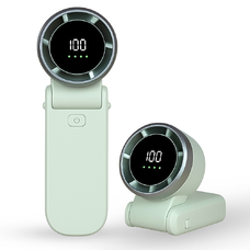  Techsuit - Prémium Mini Kézi Ventilátor (A9) - LED Digitális Kijelzővel, USB-C Tölthető, 5 Szélsebesség, 5000mAh - Zöld