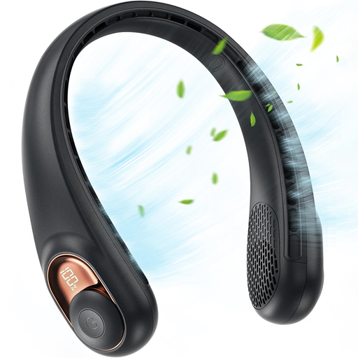  Techsuit - Nyakventilátor (S9) - Hordozható, digitális kijelzővel, 3 sebességfokozat, 5200mAh, 5800RPM - Fekete