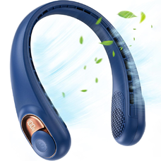  Techsuit - Nyakventilátor (S9) - Hordozható, digitális kijelzővel, 3 szélsebességgel, 5200mAh, 5800RPM - Kék