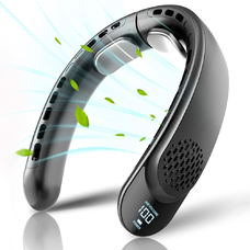  Techsuit - Nyakventilátor (S8) - Hordozható, digitális kijelzővel, 3 szélsebesség, 4000mAh, 7300RPM - Fekete