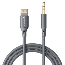  Techsuit - Prémium Kábel Adapter SoundFleX (AC5) - Lightning a 3,5 mm-es Jack-hez, Hi-Fi Minőség, DAC Chip, Szilikagél, 1m - Szürke
