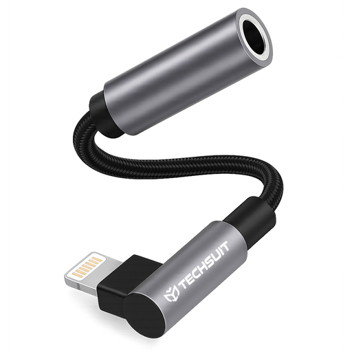  Techsuit - Prémium Kábel Adapter MusicDoX (AC6) - Type-C to 3.5mm Jack, Hi-Fi Hangzás, 3A, ABS, 0.1m - Szürke