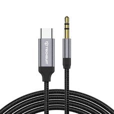  Techsuit - Prémium Kábel Adapter FuseXound (AC11) - Type-C - 3.5mm Jack, Hi-Fi Minőség, DAC Chip, PVC, 0.5m - Szürke