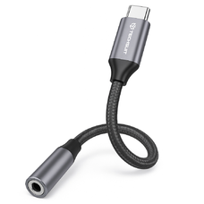  Techsuit - (2 darabos) Prémium Kábel Adapter FuseXound (AC12) - Type-C to 3,5 mm Jack, 3A, Plug and Play, Fonott - Szürke