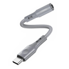  Techsuit - Prémium Hang Adapter SoundFleX (AC1) - Type-C - 3,5 mm Jack, Hi-Fi Minőség, DAC Chip, Szilikagél, 0,1 m - Szürke - 0. kép