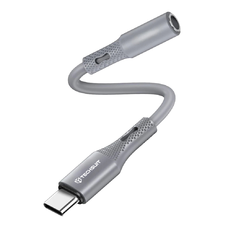  Techsuit - Prémium Hang Adapter SoundFleX (AC1) - Type-C - 3,5 mm Jack, Hi-Fi Minőség, DAC Chip, Szilikagél, 0,1 m - Szürke