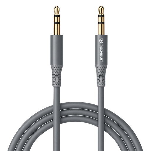  Techsuit - Prémium Kábel Adapter SoundFleX (AC3) - 3,5mm Jack-hez, Hi-Fi Minőség, DAC Chip, Szilikagél, 1m - Szürke