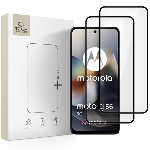 Edzett üveg Tech-protect Glass Fit+ 2-pack Motorola Moto G56 5G Fekete üvegfólia