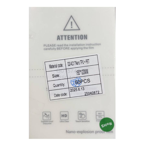 10DB HD Clear Fólia Nano TPU + PET kijelzővédő telefonhoz, 330um, 4 réteg, 180x120mm (DZ-A2017) Nano Anti shocking vágógépekhez Alphajack 10DB HD Clear Fólia Nano TPU + PET kijelzővédő telefonhoz, 330um, 4 réteg, 180x120mm (DZ-A2017) Nano Anti shocking vágógépekhez Alphajack