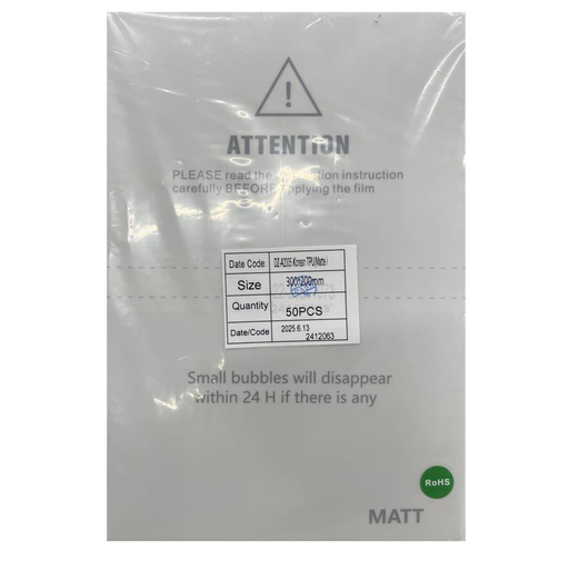 10DB MATT Fólia TPU Korea kijelzővédő Tablethez 3xPlusz, 140um, 4 réteg, 300x200mm (DZ-A2005) vágógépekhez 10DB MATT Fólia TPU Korea kijelzővédő Tablethez 3xPlusz, 140um, 4 réteg, 300x200mm (DZ-A2005) vágógépekhez