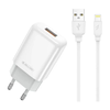 JELLICO fali töltő EU01 2.4A 12W 1xUSB + kábel Lightning Fehér - 0. kép