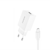 FONENG fali töltő K210 2.1A 10W 1xUSB + kábel Micro Fehér - 0. kép