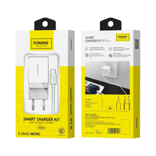 FONENG fali töltő K210 2.1A 10W 1xUSB + kábel Micro Fehér