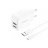 FONENG fali töltő EU53 2.4A 12W 2xUSB + kábel Micro Fehér - 0. kép