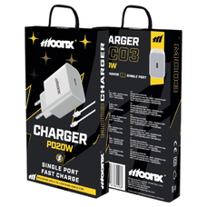 MOONX fali töltő MC03 PD 20W 1xUSB-C + kábel USB-C - Lightning Fehér