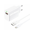 FONENG hálózati töltő EU64 18W 1xUSB QC3.0 + kábel Lightning Fehér - 0. kép