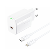FONENG fali töltő EU65 PD 20W 1xUSB-C + kábel USB-C - Lightning Fehér - 0. kép
