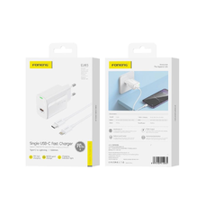 FONENG fali töltő EU65 PD 20W 1xUSB-C + kábel USB-C - Lightning Fehér