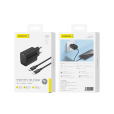 FONENG fali töltő EU65 PD 20W 1xUSB-C + kábel USB-C - Lightning fekete