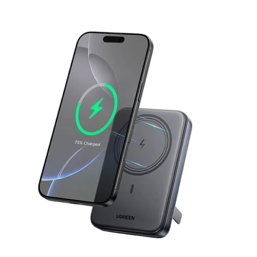  Ugreen - Power Bank PB562 (55140) - Vezeték nélküli mágneses töltés 7,5W, 10000mAh, PD20W, tartóval - Űrszürke