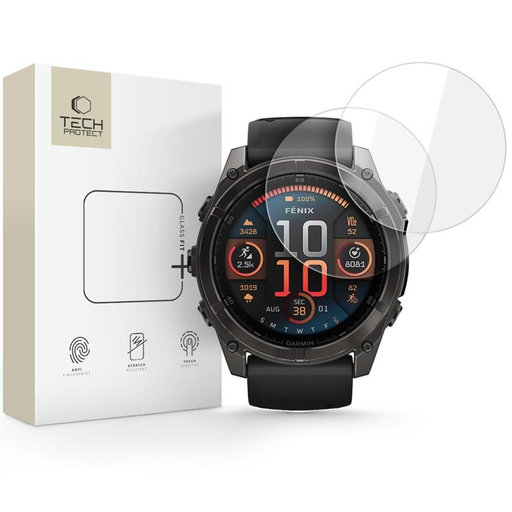 Tech-protect Glass Fit+ edzett üveg 2-pack Garmin Fenix 8 (51 mm) Átlátszó üvegfólia