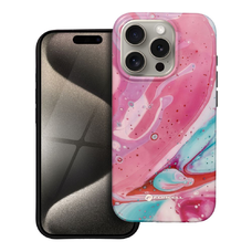 FORCELL F-PROTECT Mirage, katonai tesztelt tok MagSafe kompatibilitással IPHONE 15 PRO rózsaszín márvány tok