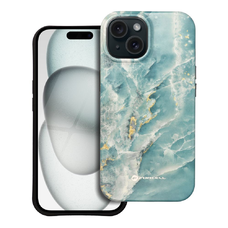 FORCELL F-PROTECT Mirage, katonai ejtéstesztelt tok MagSafe-kompatibilitással iPhone 15 zöld márvány tok