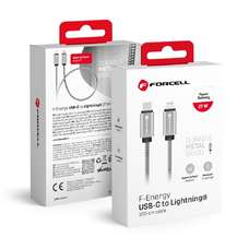 FORCELL F-ENERGY Metal C238 kábel Type C Lightning-hez PD 3A 27W 2 m ezüst