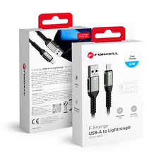FORCELL F-ENERGY C257 Lightning USB kábel 2,4A 12W Cafule 0,25 m fekete