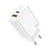 JELLICO hálózati töltő EU13 GaN PD 30W 1xUSB-C + 1xUSB QC3.0 + kábel USB-C - USB-C Fehér - 0. kép